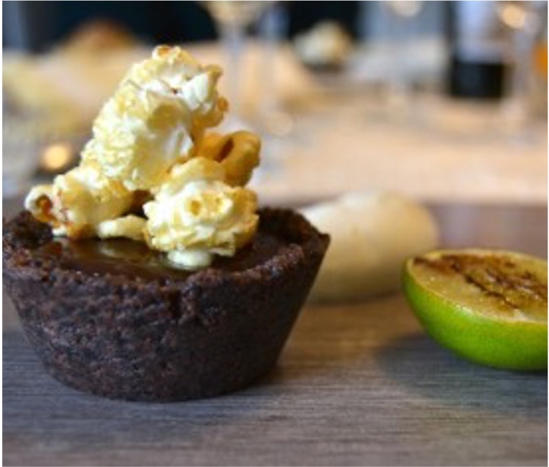 Chocolate and salted caramel tart at Downunder restaurant Lisbon