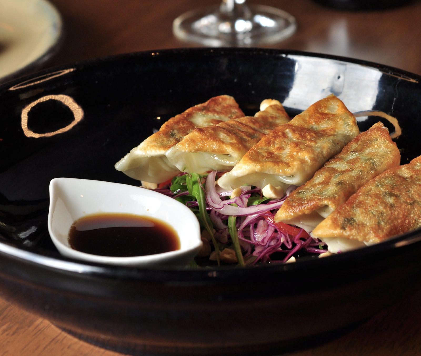 Crispy vegetable gyoza with Asian slaw at Downunder by Justin Jennings Lisbon