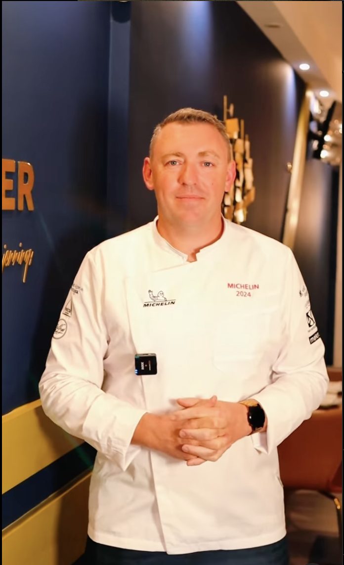 Chef Justin Jennings at MICHELIN Guide 2024 ceremony, Downunder restaurant Lisbon