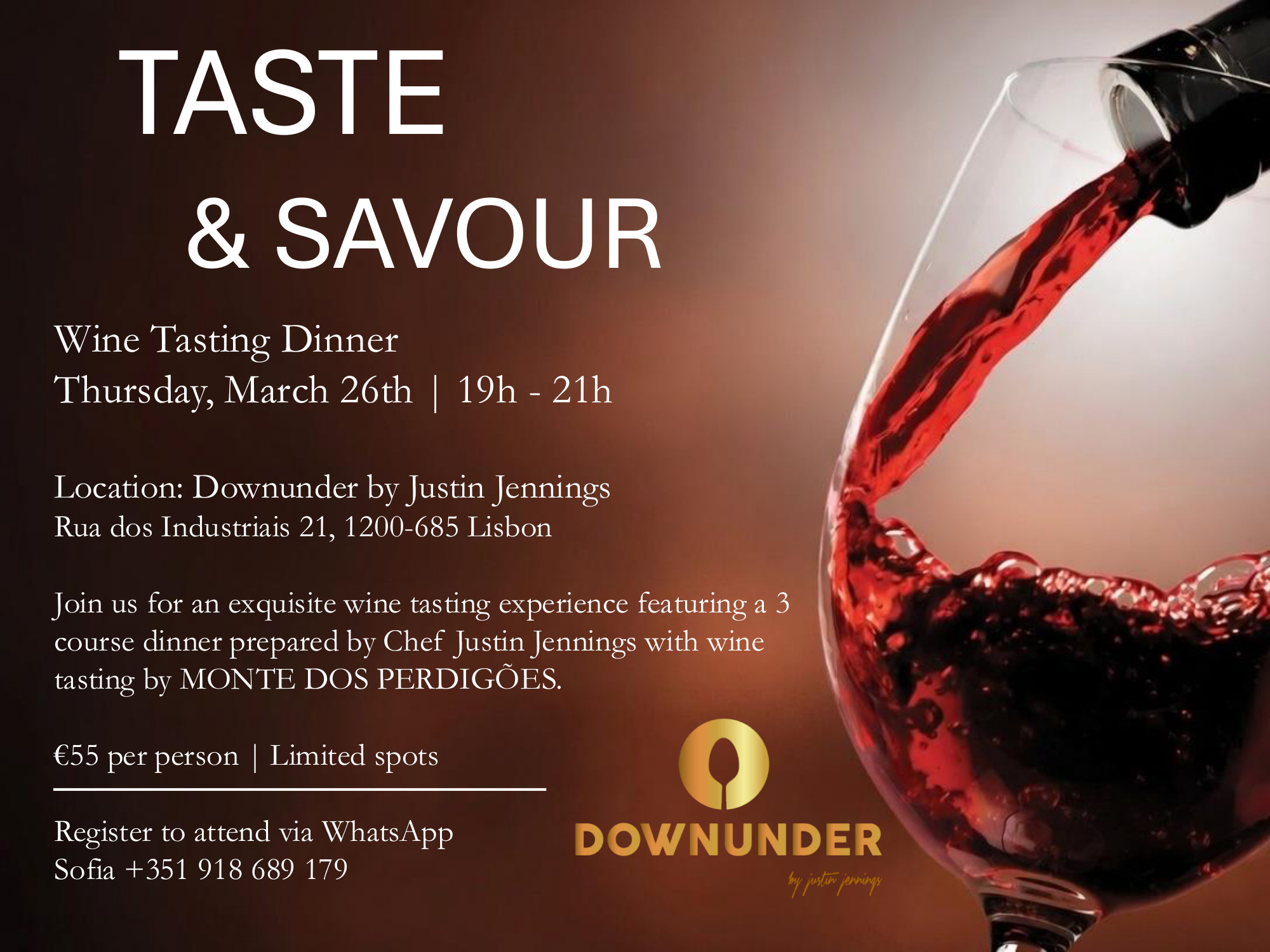 Lisbon dinner with wine pairing at Downunder by Justin Jennings